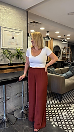 Kiremit Rengi Bol Pantalon
