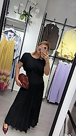 Beli Korse Detaylı Siyah Maxi Boy Elbise