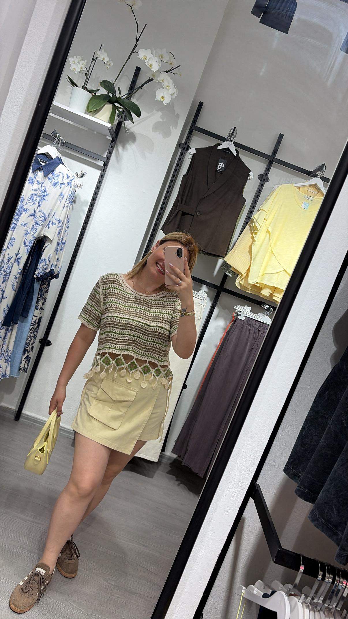 Örgü File Model Oversize Bluz