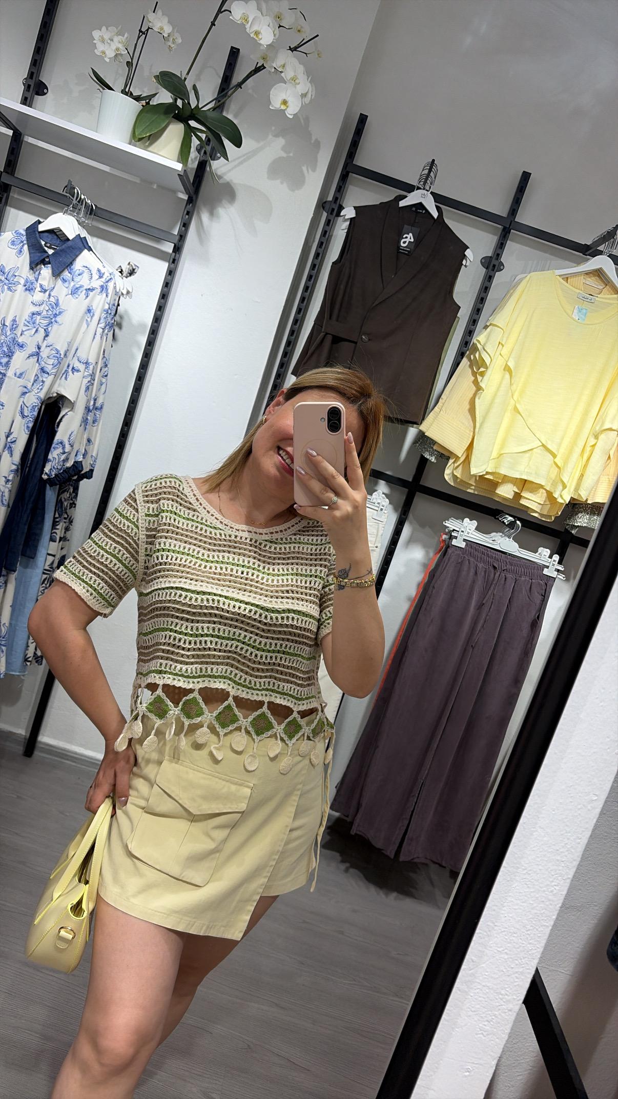 Örgü File Model Oversize Bluz